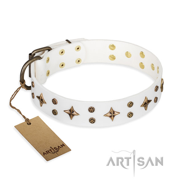 White Leather Dog Collar