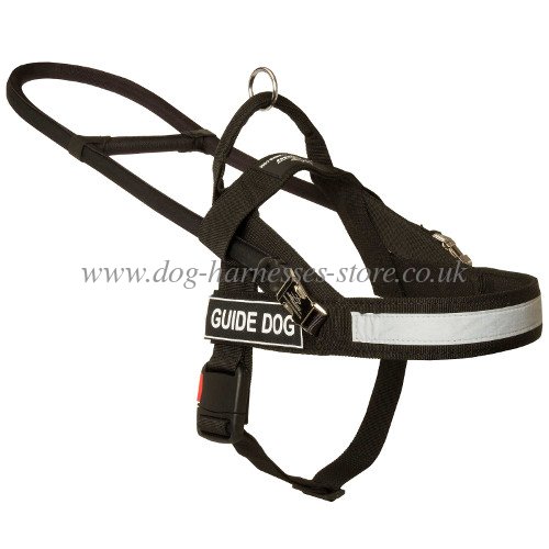 dog harness of black nylon, best lightweight guide dog harness