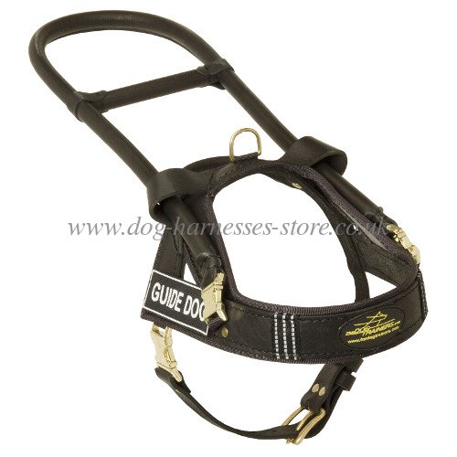 guide dog harness made of black leather