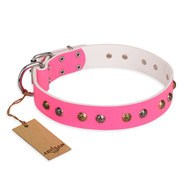 Female Dog Collar Pink Studded Leather "Sheer Love" FDT Artisan Female Dog Collar Pink Studded Leather "Sheer Love" FDT Artisan