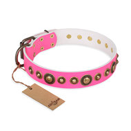 Girl Dog Collar FDT Artisan "Pink Gloss" with Bronze-Like Studs Girl Dog Collar FDT Artisan "Pink Gloss" with Bronze-Like Studs
