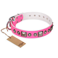 Girl Dog Collar "Pink Dream" Leather Decorated FDT Artisan Girl Dog Collar "Pink Dream" Leather Decorated FDT Artisan