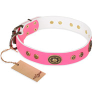 Girl Dog Collar "Pink Pearl" with Bronze-Like Decor FDT Artisan Girl Dog Collar "Pink Pearl" with Bronze-Like Decor FDT Artisan