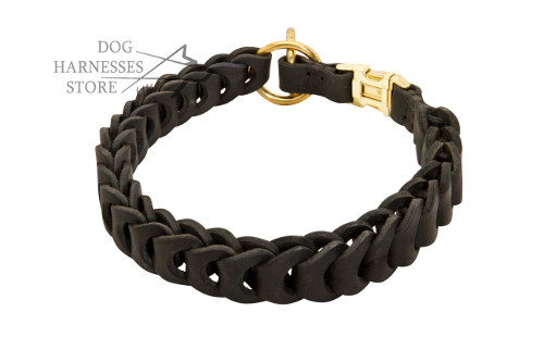 Dog Collar Choker of Braided Leather for Obedience Training