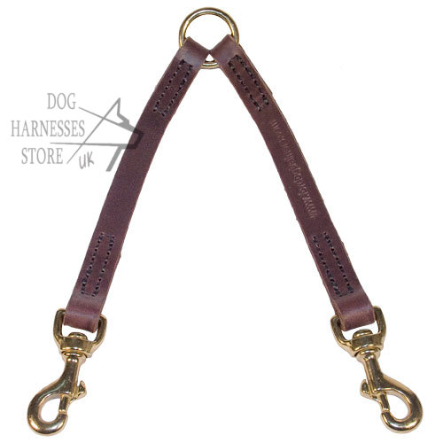 Coupler Lead for Two Dogs Easy Walking, Leather Leash Coupler - Click Image to Close