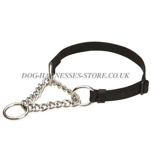 Martingale Dog Collar, Half Check, Strong Nylon and Sound Chain