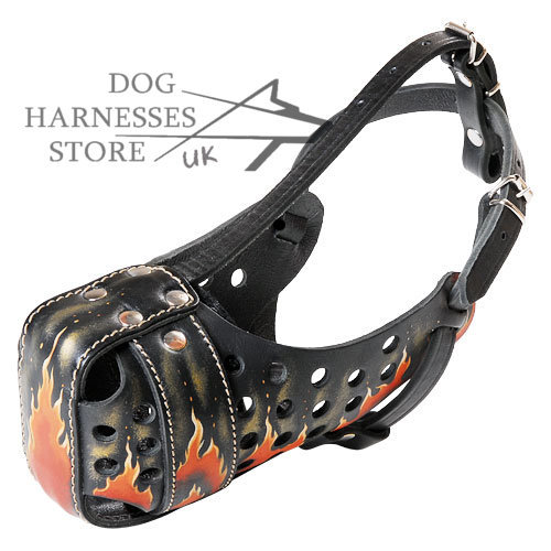 Large Leather Dog Muzzle - Adjustable Vet-Approved Muzzle For Large Breed Dogs
