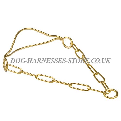 Show Dog Collar of Goldish Brass with Long Links, Herm Sprenger