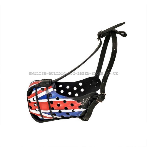 Patriotic Leather Dog Muzzle UK with Union Jack Hand Painting