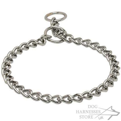 Dog Chain Collar Chrome Plated, Gentle Choker for Obedience