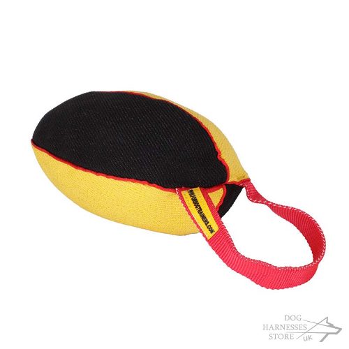 Dog Bite Tug Large Colorful Rugby Ball with Handle for Training