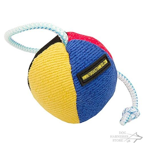 Dog Toy Ball on String for Training and Games, Soft and Stuffed