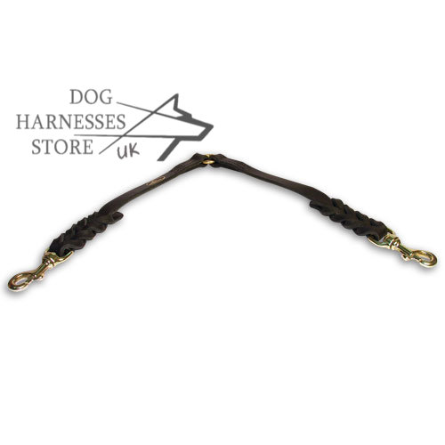 Double Lead of Braided Leather for Two Dogs, Leash Coupler UK - Click Image to Close