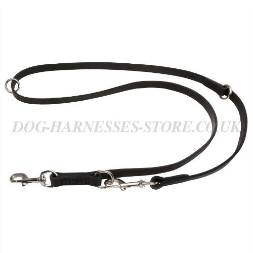 Leather Dog Leash with Two Snap Hooks for Multifunctional Use