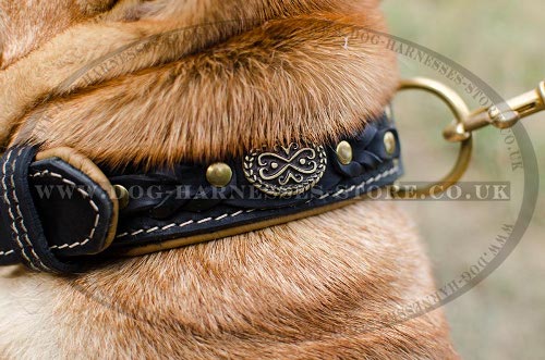 Shar-Pei Collar of Two-Ply Leather Nappa Padded, Royal Design