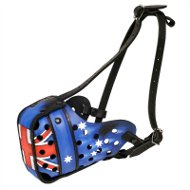 Australian Style Patriotic Hand Painted Leather Dog Muzzle