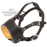 Leather Muzzle for Dogs, Nappa Padded