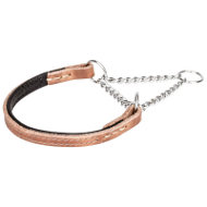 Martingale Dog Collar of Leather with Black Nappa Padding Martingale Dog Collar of Leather with Black Nappa Padding