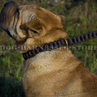Shar-Pei Collar Braided Leather Choker for Obedience Training
