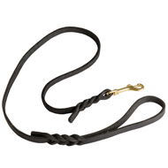 Strong Dog Leash of Pure Leather with Brass Snap Hook - 13 mm