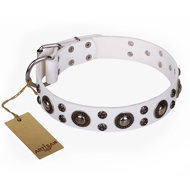 "White Jewel" Exclusive Designer Leather Dog Collar FDT Artisan "White Jewel" Exclusive Designer Leather Dog Collar FDT Artisan