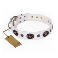 "Magnificent Iceberg" White Leather Dog Collar FDT Artisan "Magnificent Iceberg" White Leather Dog Collar FDT Artisan