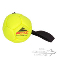 Yellow Ball Dog Toy with Handle for Small and Medium Breeds